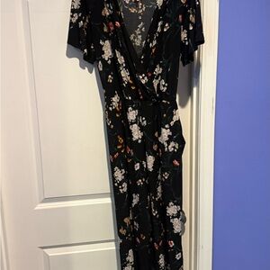Floral Black Jumpsuit Dress